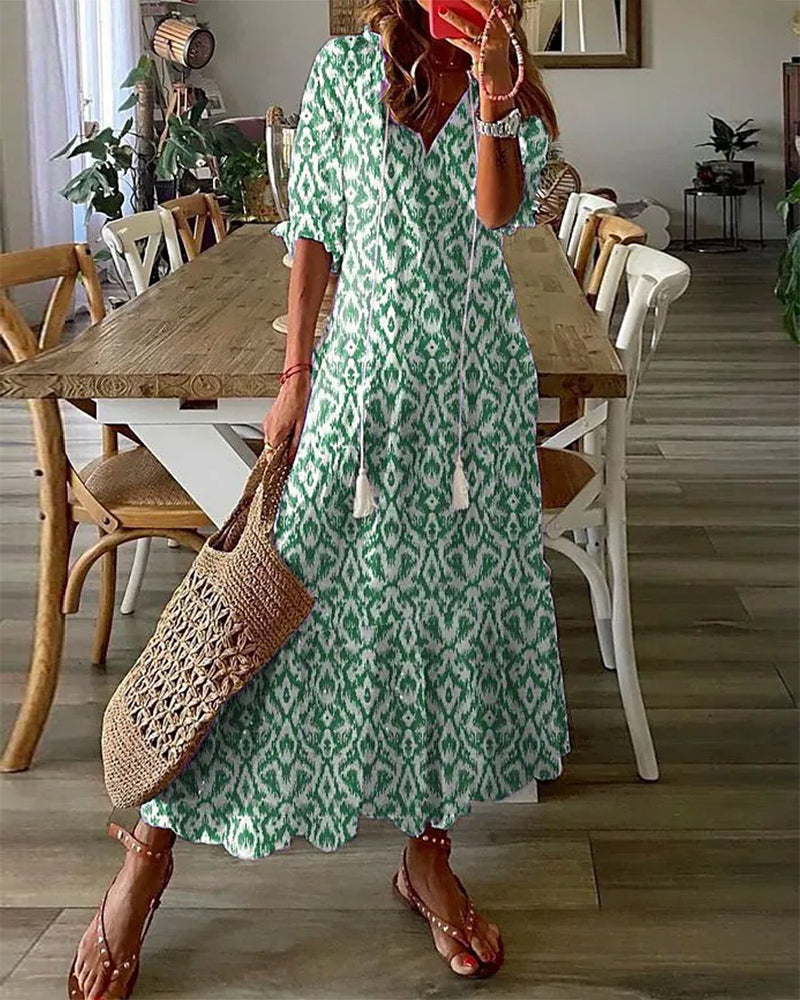 SOPHIA | Vintage Boho V-Neck Summer Dress