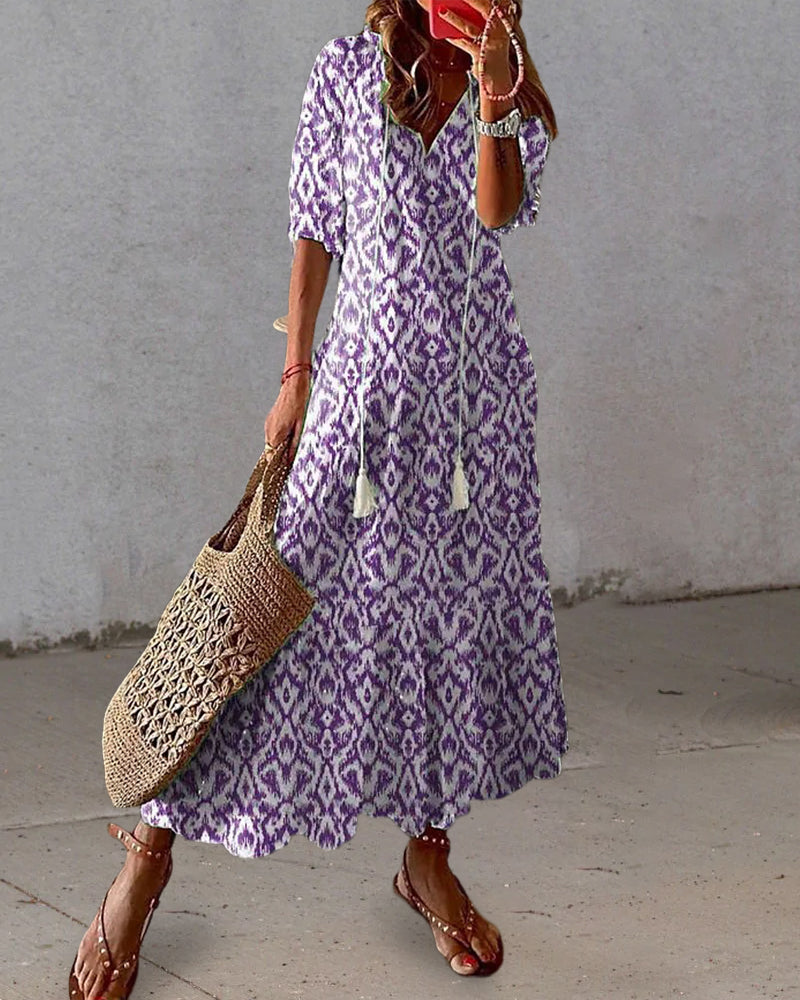 SOPHIA | Vintage Boho V-Neck Summer Dress
