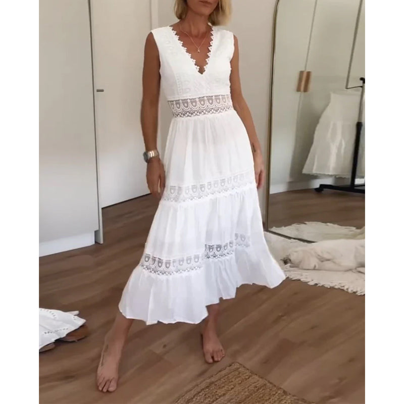 STEPHANIE | Sophisticated V-Neck Dress