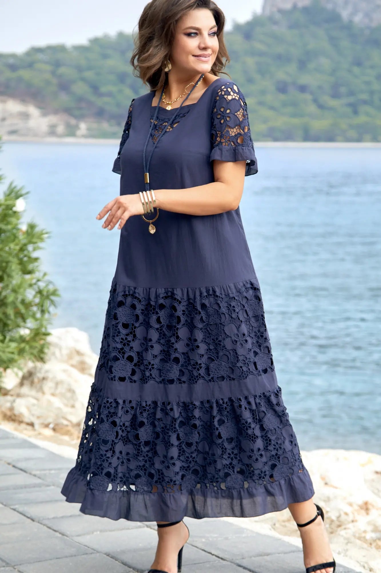 Navy Blue Maxi Dress by MALINA