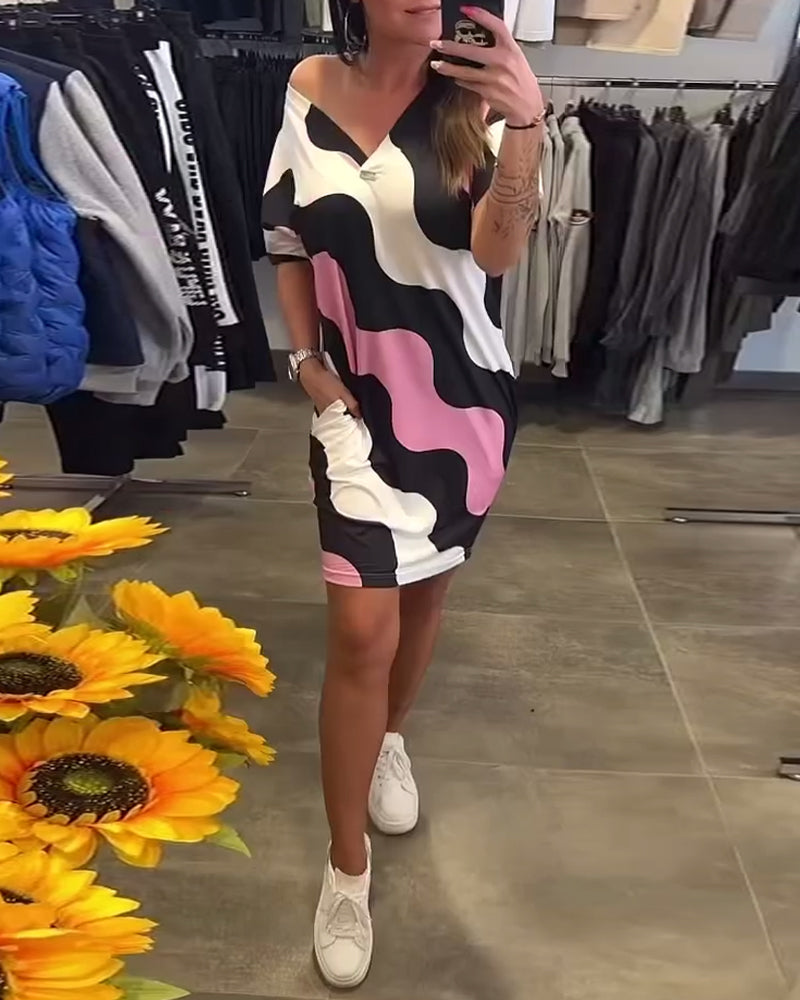 AVRILL | VIBRANT WAVE PATTERN DRESS