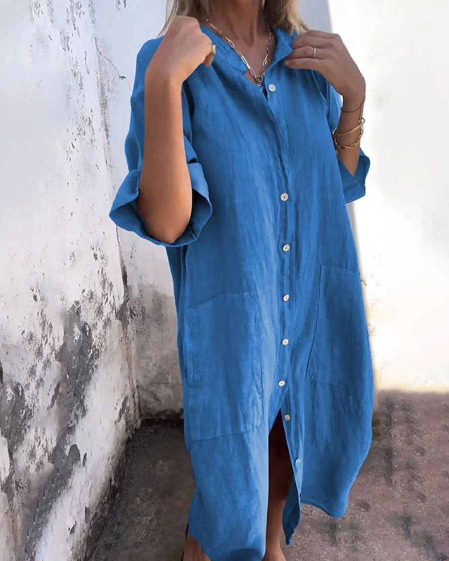 HIND | Knee-Length Ibiza Style Casual Shirt Dress