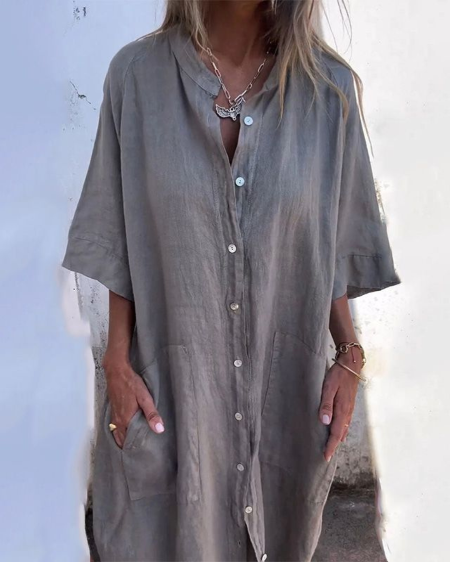 HIND | Knee-Length Ibiza Style Casual Shirt Dress