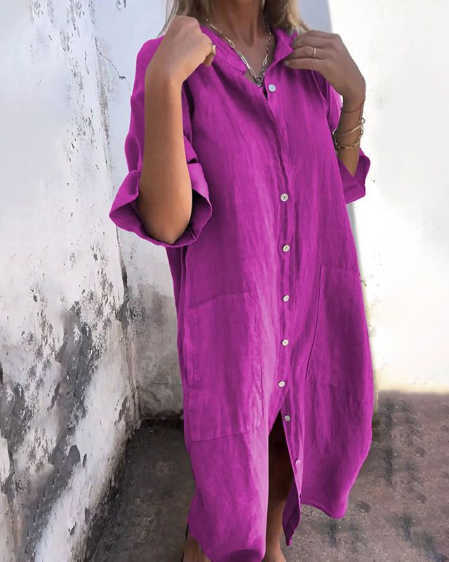 HIND | Knee-Length Ibiza Style Casual Shirt Dress