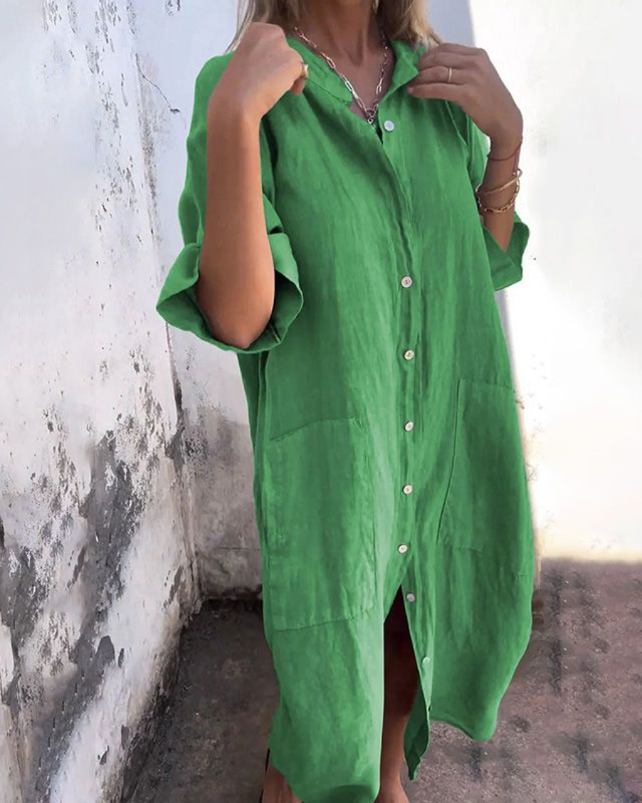 HIND | Knee-Length Ibiza Style Casual Shirt Dress
