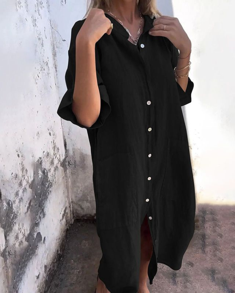HIND | Knee-Length Ibiza Style Casual Shirt Dress