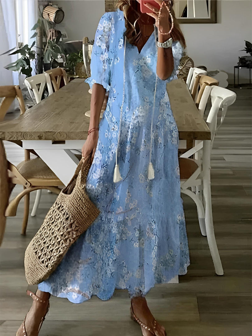 SOPHIA | Vintage Boho V-Neck Summer Dress