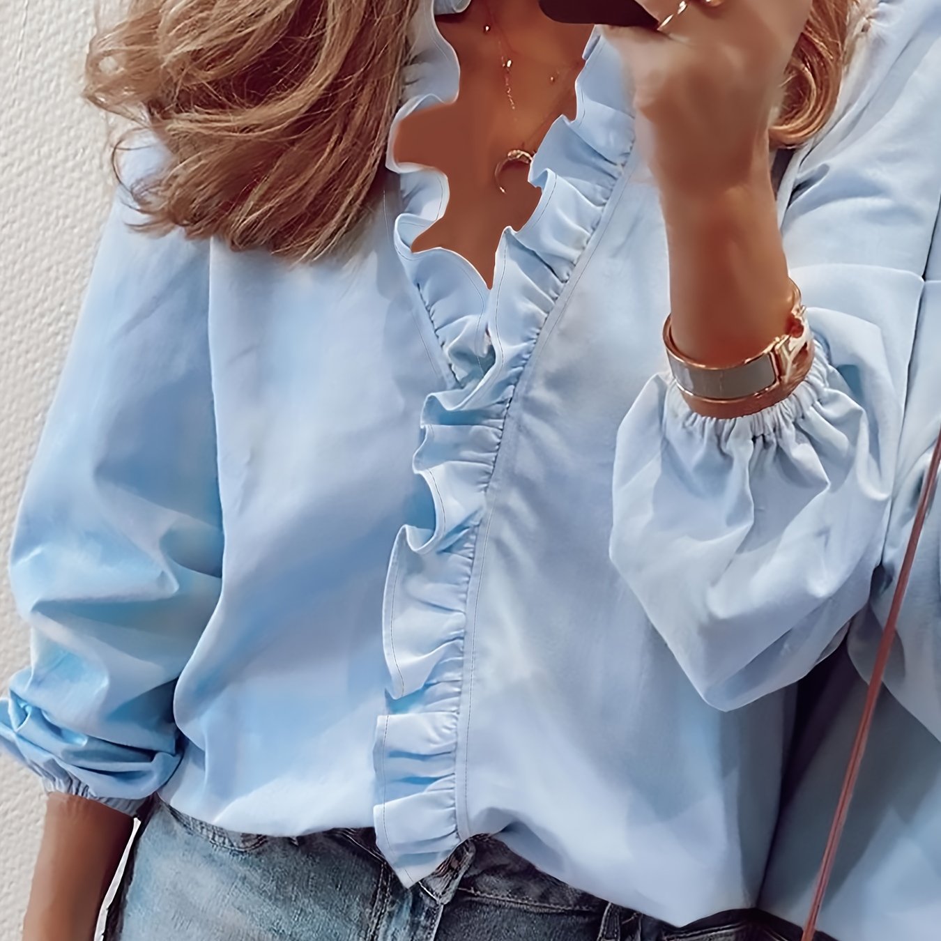 MAGGIE | V-Neck Blouse with Ruffled Details