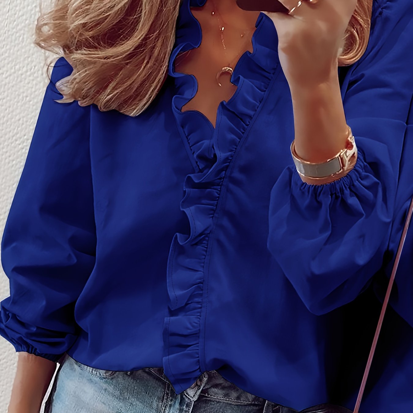 MAGGIE | V-Neck Blouse with Ruffled Details