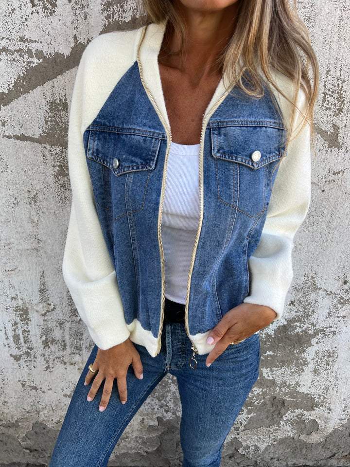 ISA | V-Neck Casual Jacket with Zip Closure