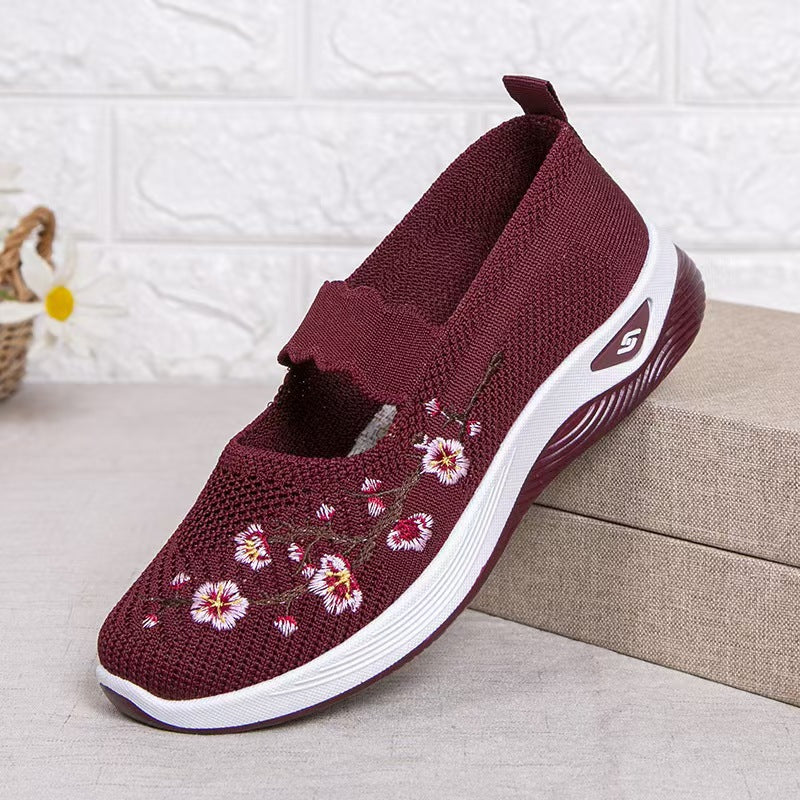 TRACY | EMBROIDERED FLOWER ORTHOPEDIC SLIP-ON SHOES