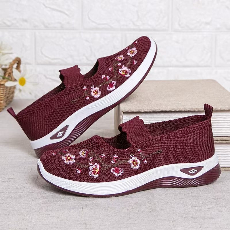 TRACY | EMBROIDERED FLOWER ORTHOPEDIC SLIP-ON SHOES