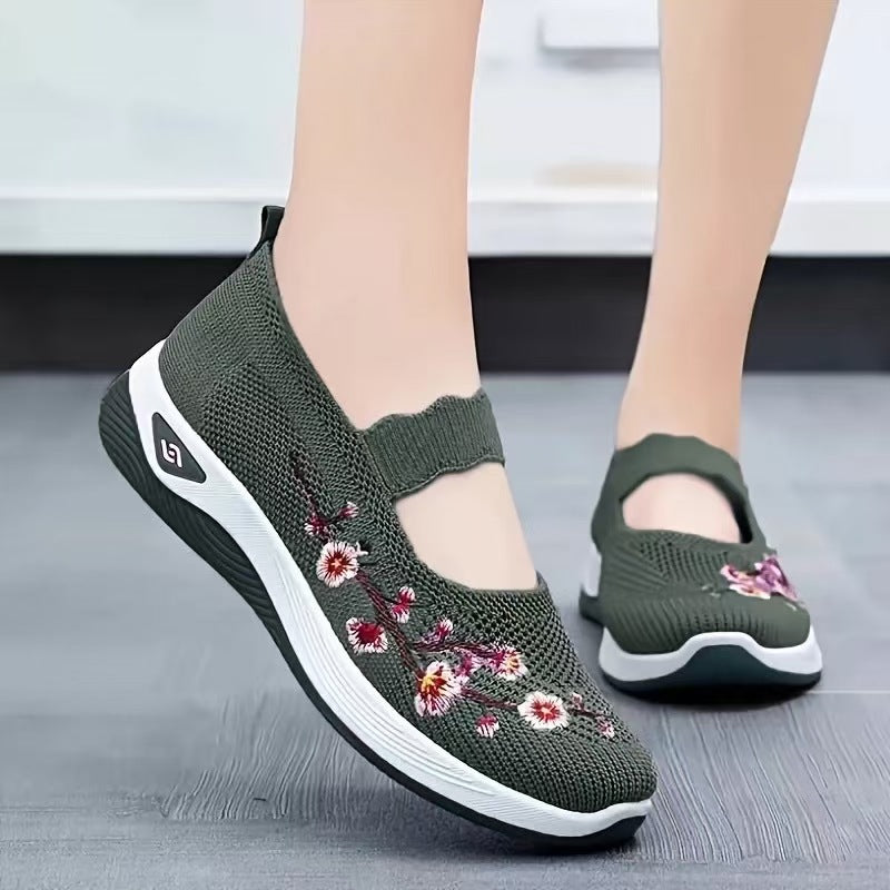 TRACY | EMBROIDERED FLOWER ORTHOPEDIC SLIP-ON SHOES