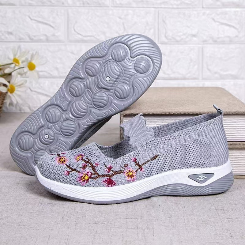 TRACY | EMBROIDERED FLOWER ORTHOPEDIC SLIP-ON SHOES