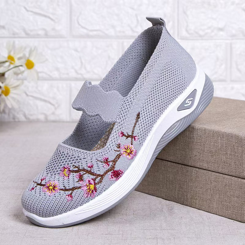 TRACY | EMBROIDERED FLOWER ORTHOPEDIC SLIP-ON SHOES