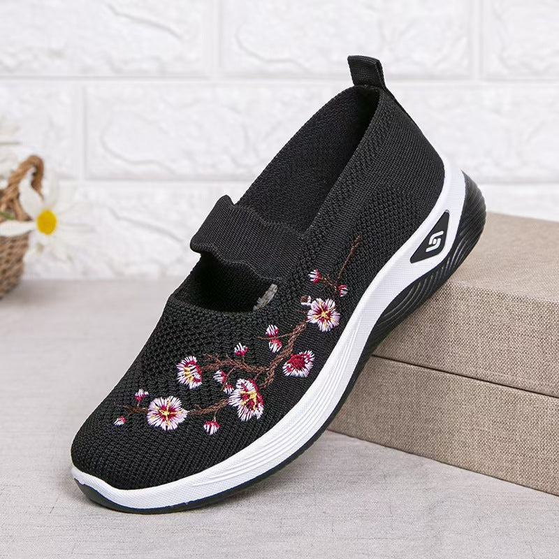 TRACY | EMBROIDERED FLOWER ORTHOPEDIC SLIP-ON SHOES