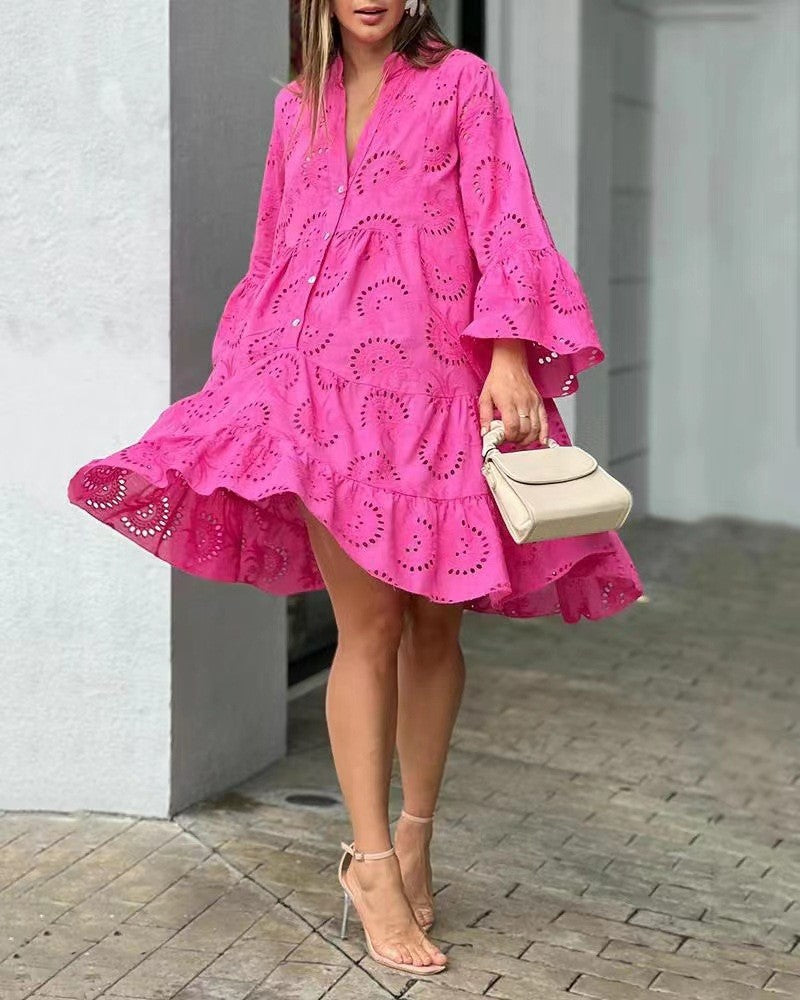 LOWEY | ELEGANT EMBROIDERED MIDI DRESS