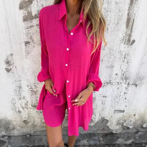 PALOMA | Relaxed Plain Blouse and Shorts Ensemble