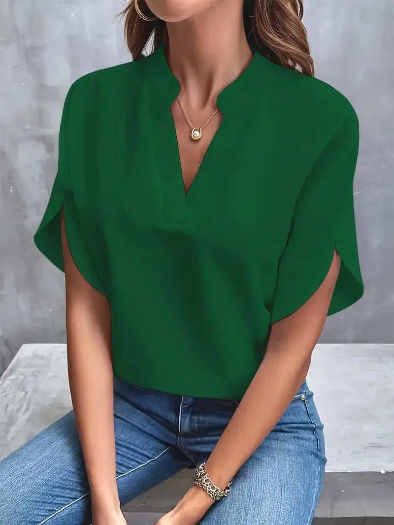 INAYA | Elegant V-Neck Blouse in Soft Fabric