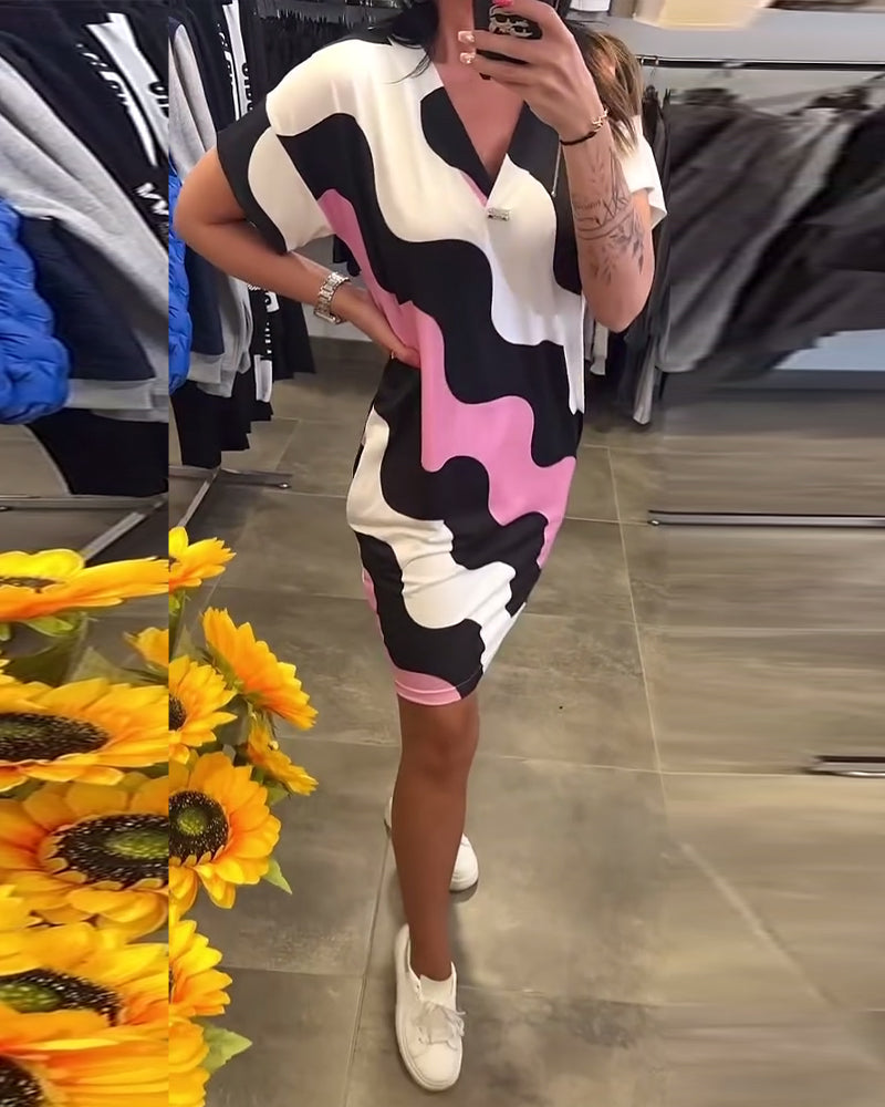 AVRILL | VIBRANT WAVE PATTERN DRESS