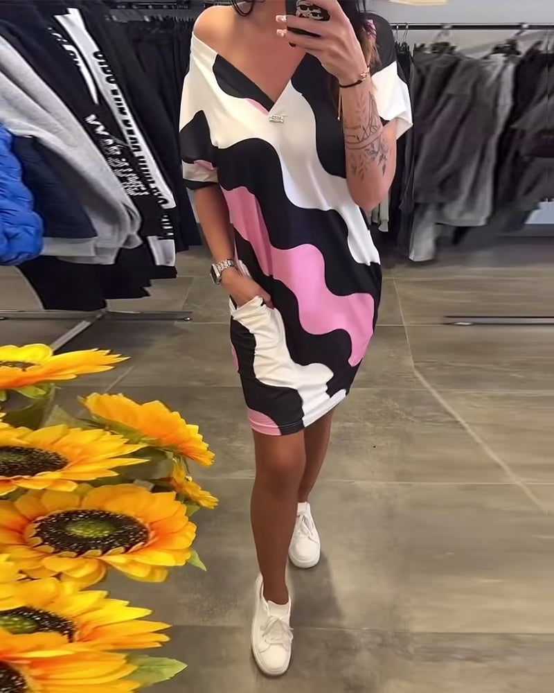 AVRILL | VIBRANT WAVE PATTERN DRESS