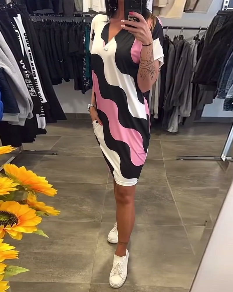 AVRILL | VIBRANT WAVE PATTERN DRESS