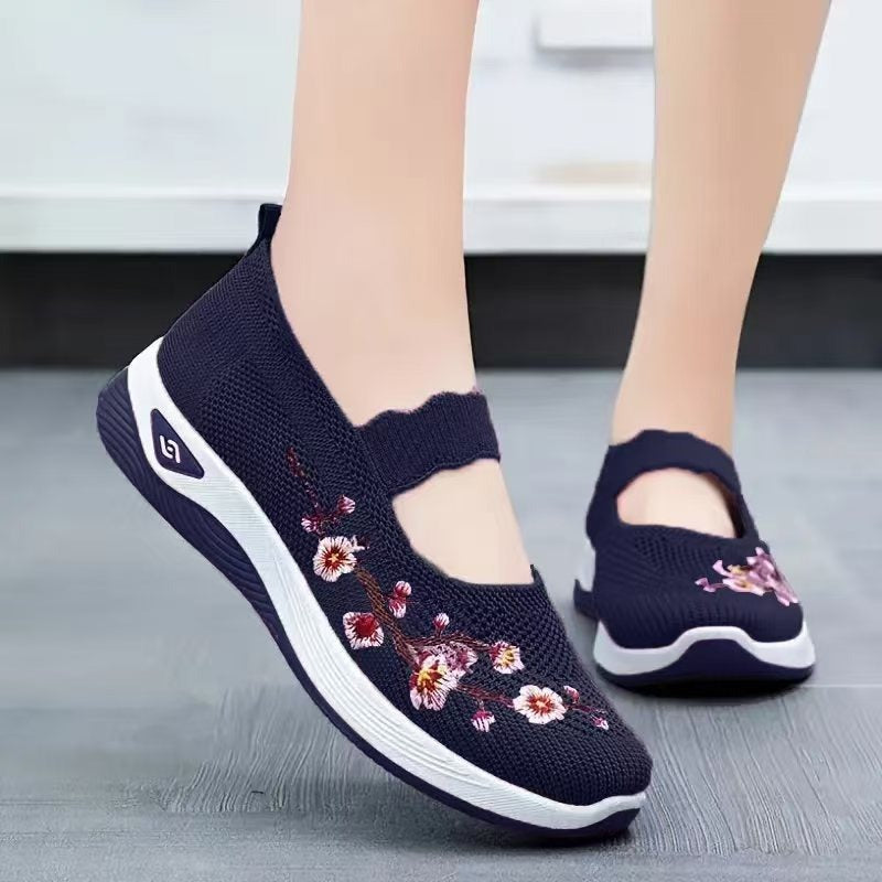 TRACY | EMBROIDERED FLOWER ORTHOPEDIC SLIP-ON SHOES
