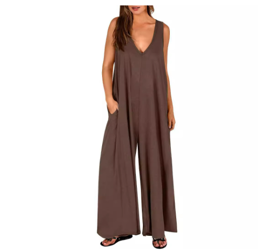 MAGDA | Relaxed V-Neck Jumpsuit with Flowy Wide Legs