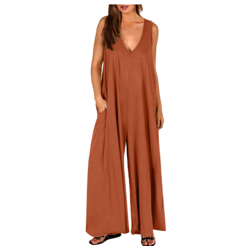 MAGDA | Relaxed V-Neck Jumpsuit with Flowy Wide Legs
