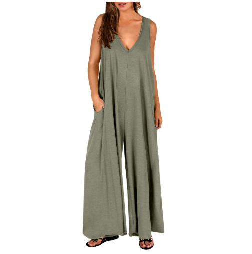 MAGDA | Relaxed V-Neck Jumpsuit with Flowy Wide Legs