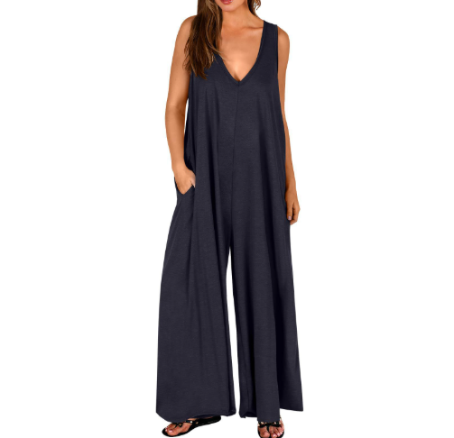 MAGDA | Relaxed V-Neck Jumpsuit with Flowy Wide Legs