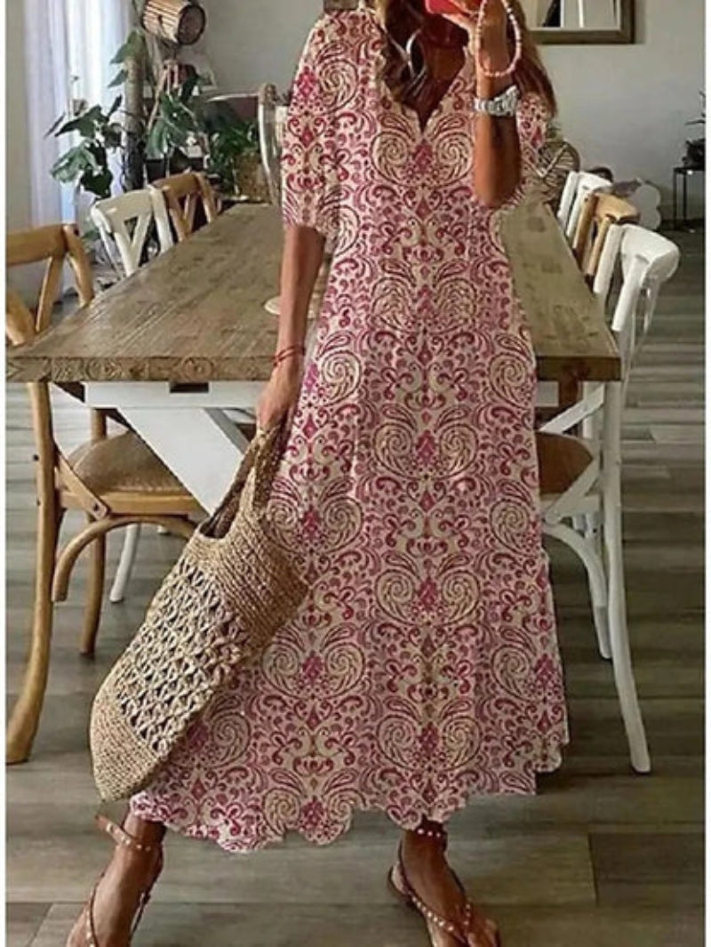 SOPHIA | Vintage Boho V-Neck Summer Dress