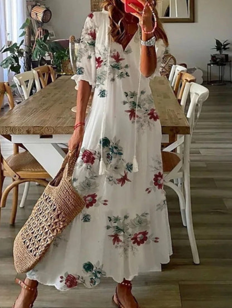 SOPHIA | Vintage Boho V-Neck Summer Dress