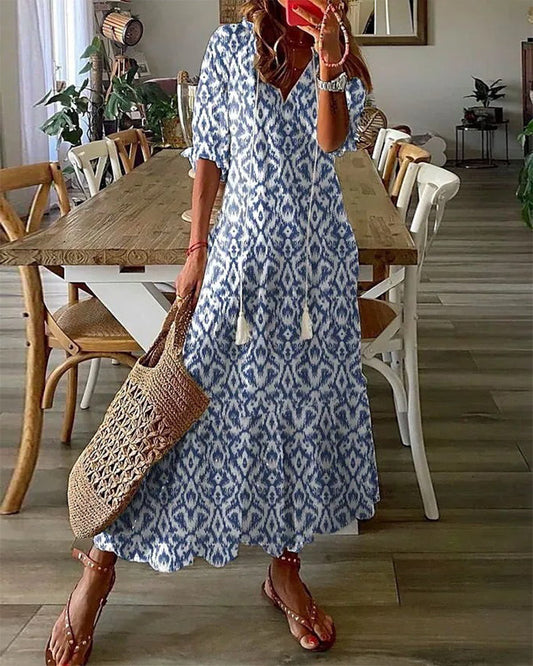 SOPHIA | Vintage Boho V-Neck Summer Dress