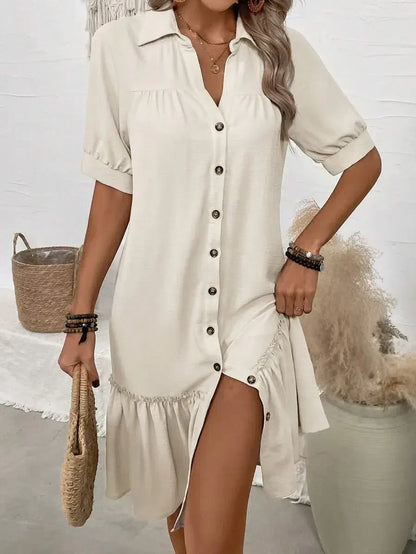 MCKENNA | Ruffled Button-Down Dress