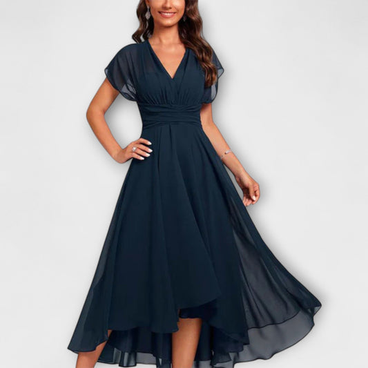 EMMYLINE | Elegant V-Neck Flowing Evening Gown