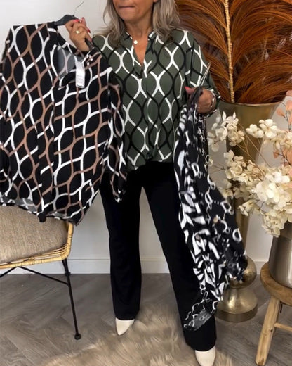 ALICIA | Patterned Casual Long Sleeve Blouse