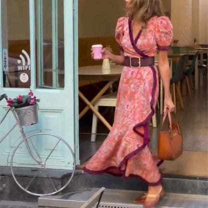 LOAVIE | Chic Long Dress Featuring Puffy Sleeves