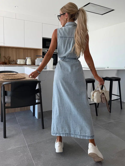 LOUISA | LONG DENIM MAXI DRESS