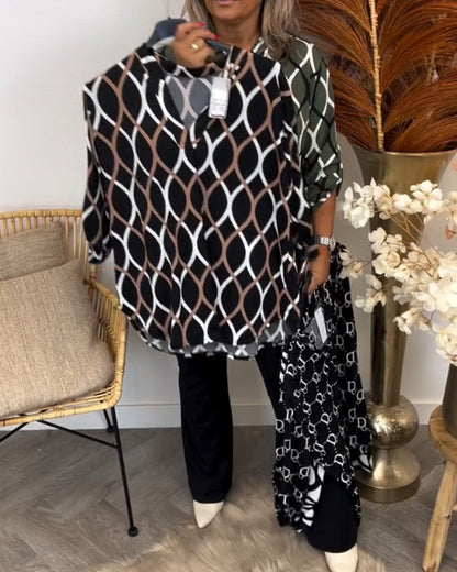 ALICIA | Patterned Casual Long Sleeve Blouse
