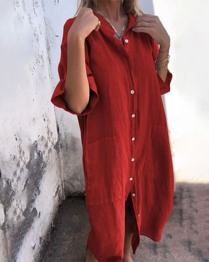 HIND | Knee-Length Ibiza Style Casual Shirt Dress