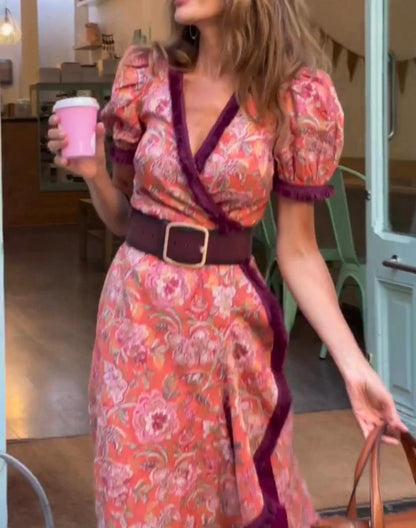 LOAVIE | Chic Long Dress Featuring Puffy Sleeves