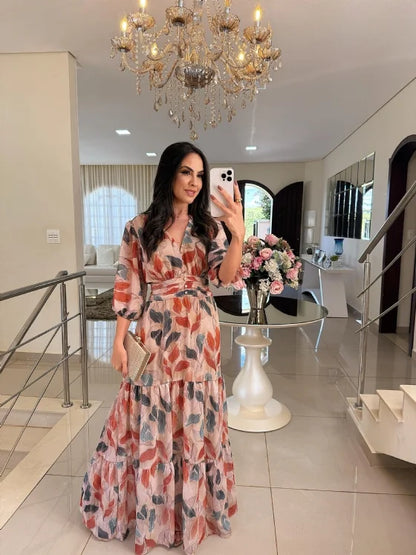 LARSA | Elegant Long Floral Dress