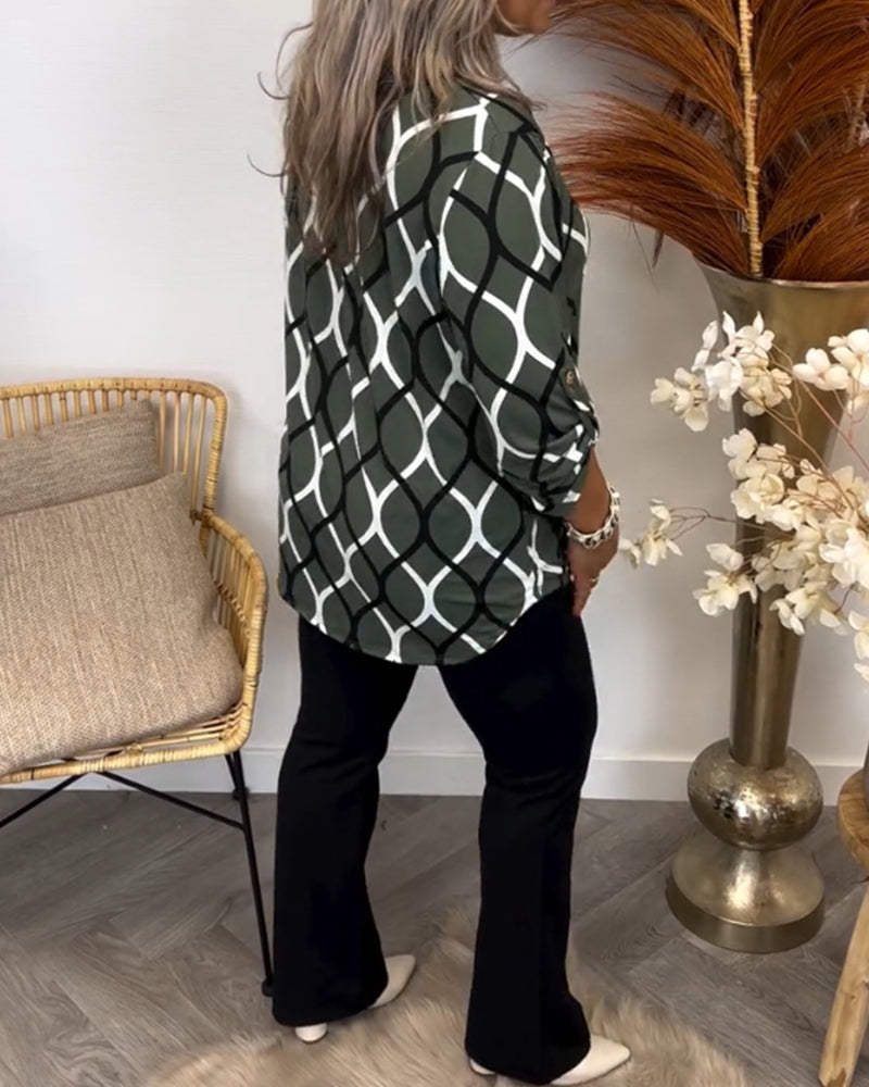 ALICIA | Patterned Casual Long Sleeve Blouse
