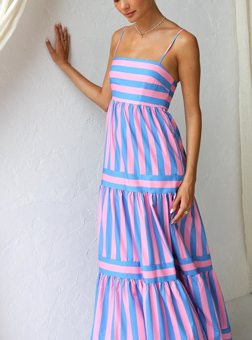 MOUNA | Striped Spaghetti Strap Dress