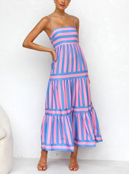 MOUNA | Striped Spaghetti Strap Dress