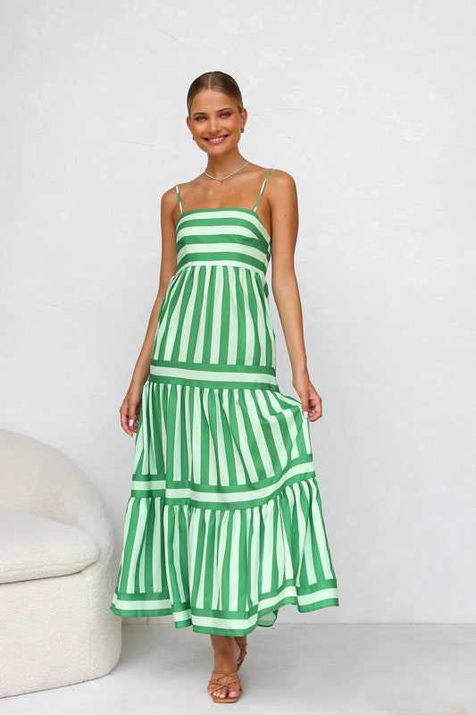 MOUNA | Striped Spaghetti Strap Dress