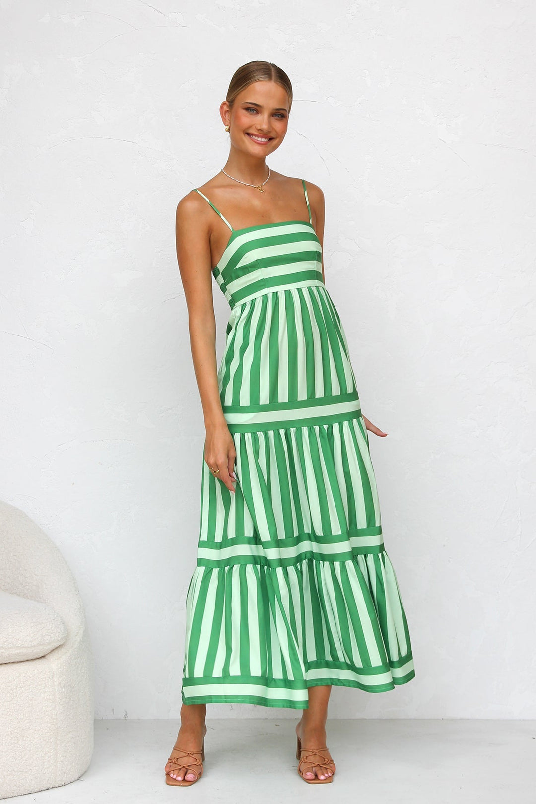 MOUNA | Striped Spaghetti Strap Dress