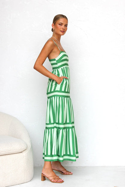 MOUNA | Striped Spaghetti Strap Dress