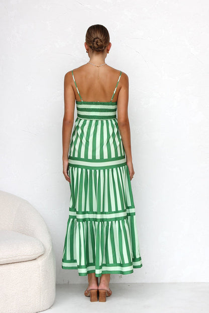MOUNA | Striped Spaghetti Strap Dress
